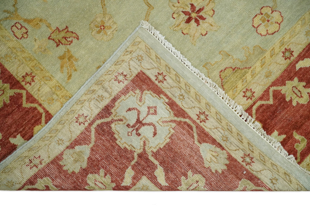 8x10 Fine Hand Knotted Beige and Rust Traditional Vintage Persian Antique Wool Rug