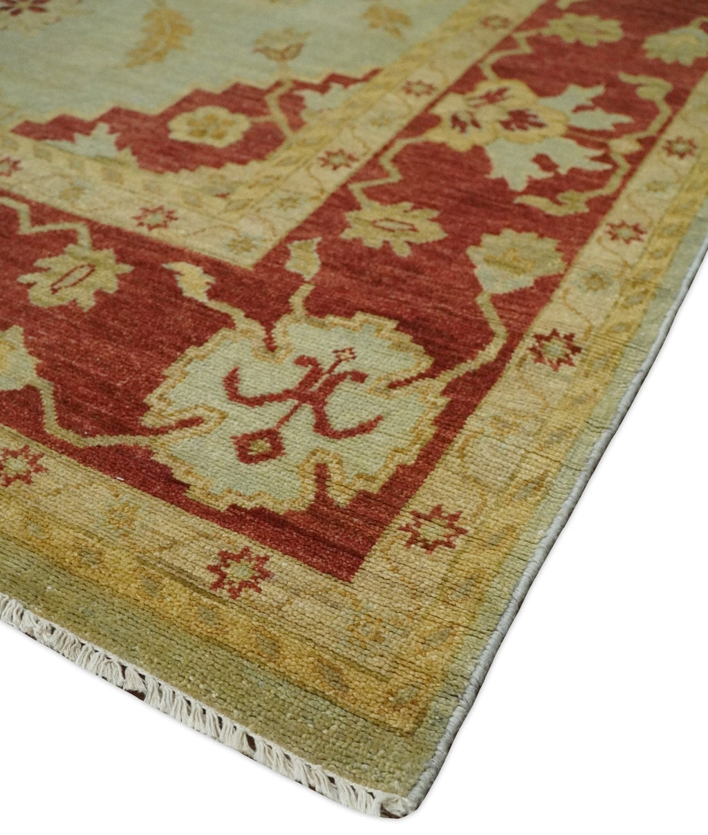 8x10 Fine Hand Knotted Beige and Rust Traditional Vintage Persian Antique Wool Rug