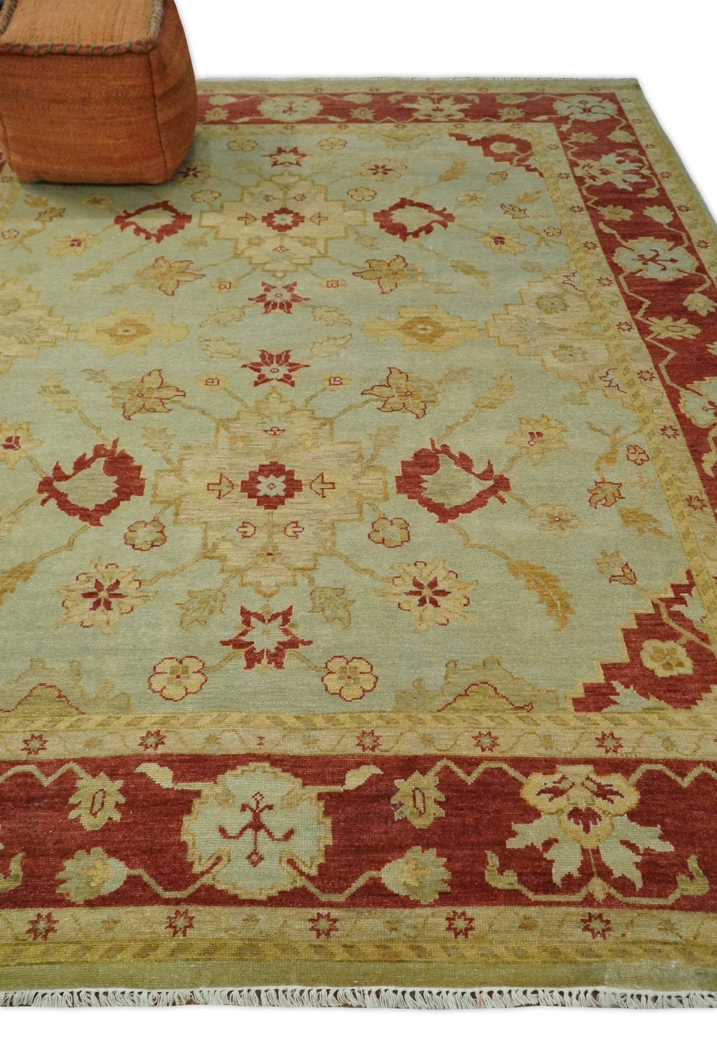 8x10 Fine Hand Knotted Beige and Rust Traditional Vintage Persian Antique Wool Rug