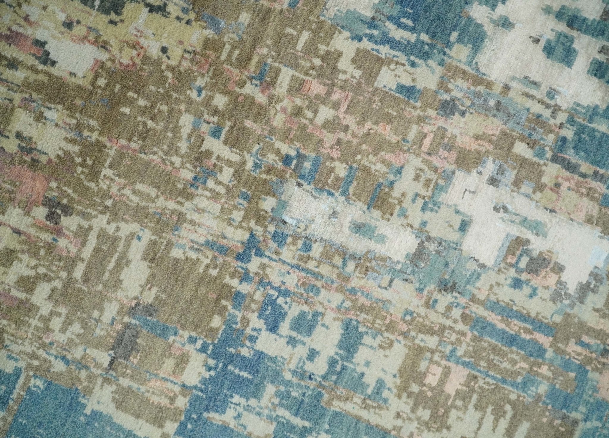 9x12 Fine Hand Knotted Brown Multicolor Modern Abstract Wool Area Rug
