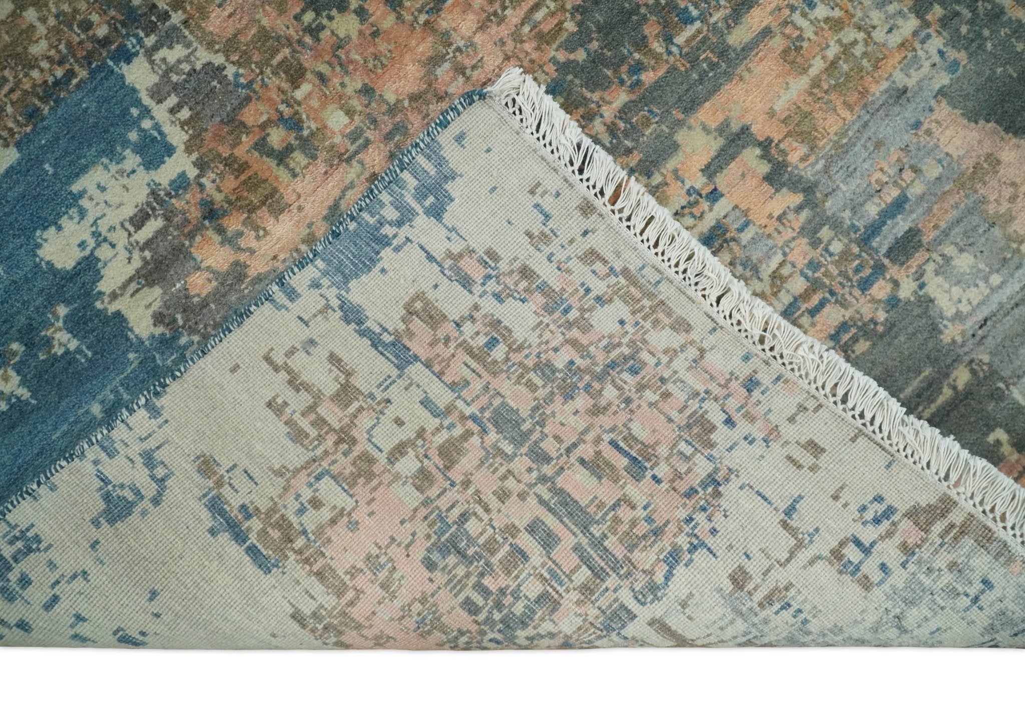 9x12 Fine Hand Knotted Brown Multicolor Modern Abstract Wool Area Rug