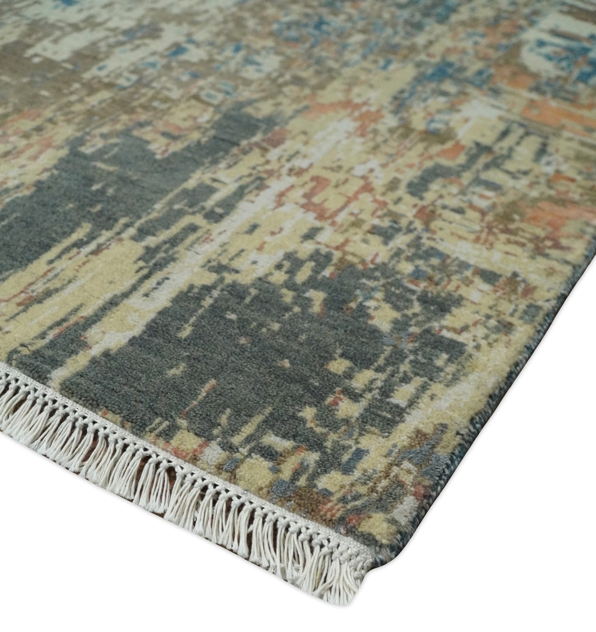 9x12 Fine Hand Knotted Brown Multicolor Modern Abstract Wool Area Rug
