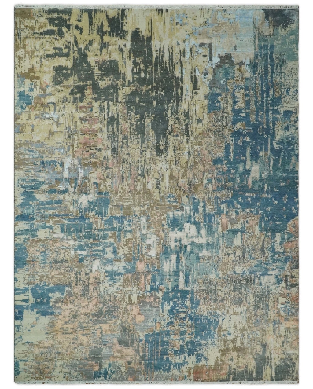 9x12 Fine Hand Knotted Brown Multicolor Modern Abstract Wool Area Rug