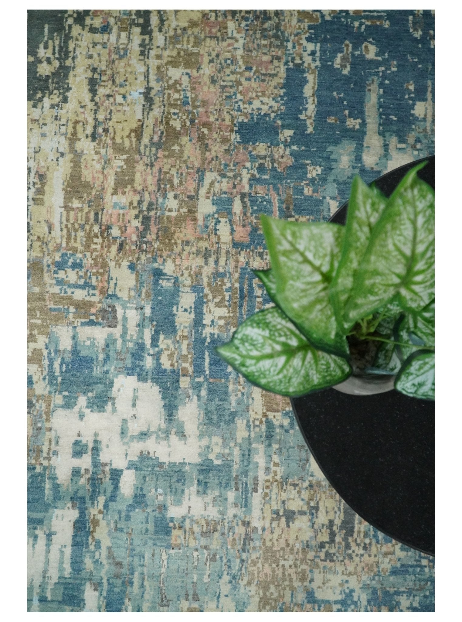 9x12 Fine Hand Knotted Brown Multicolor Modern Abstract Wool Area Rug