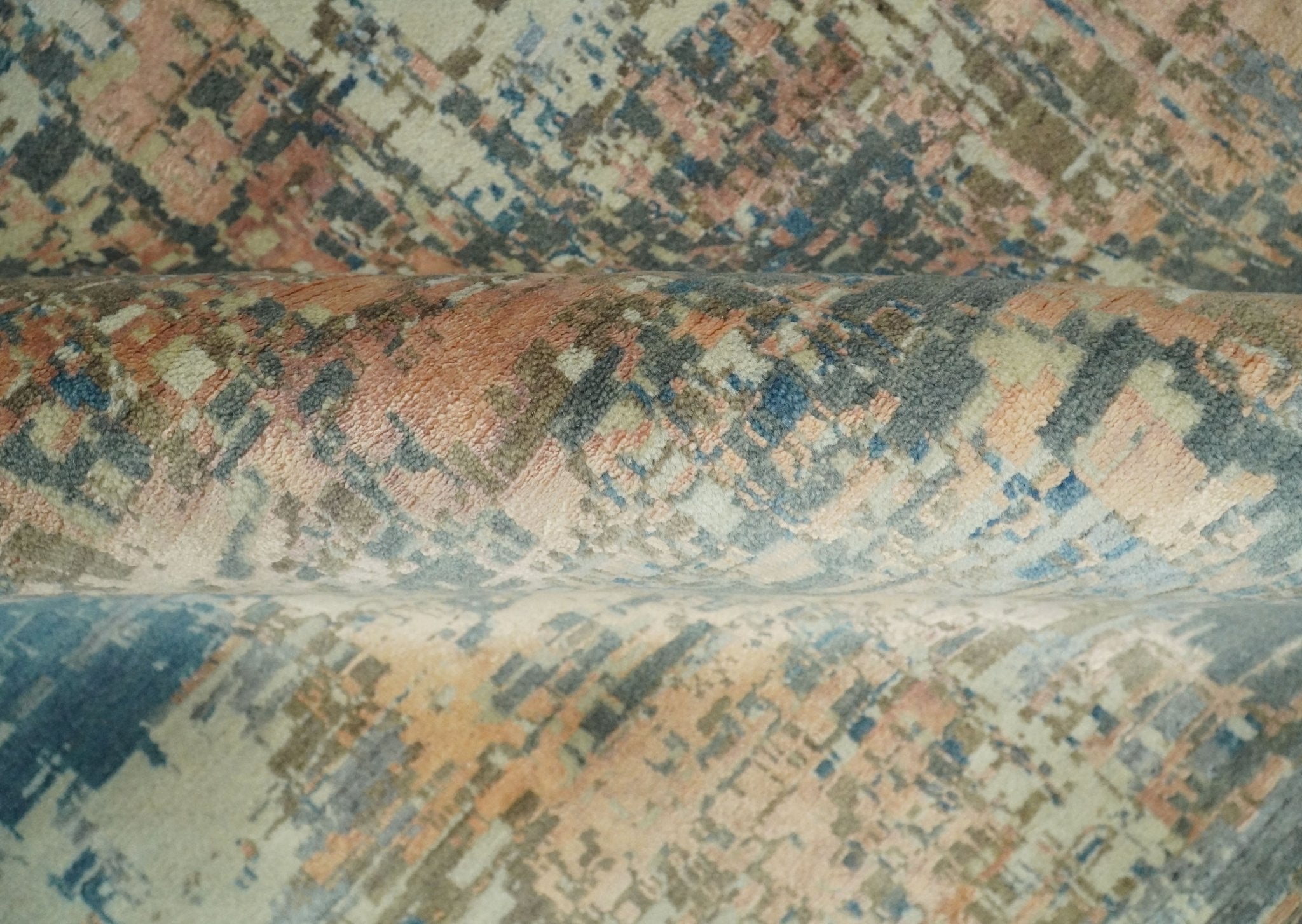 9x12 Fine Hand Knotted Brown Multicolor Modern Abstract Wool Area Rug
