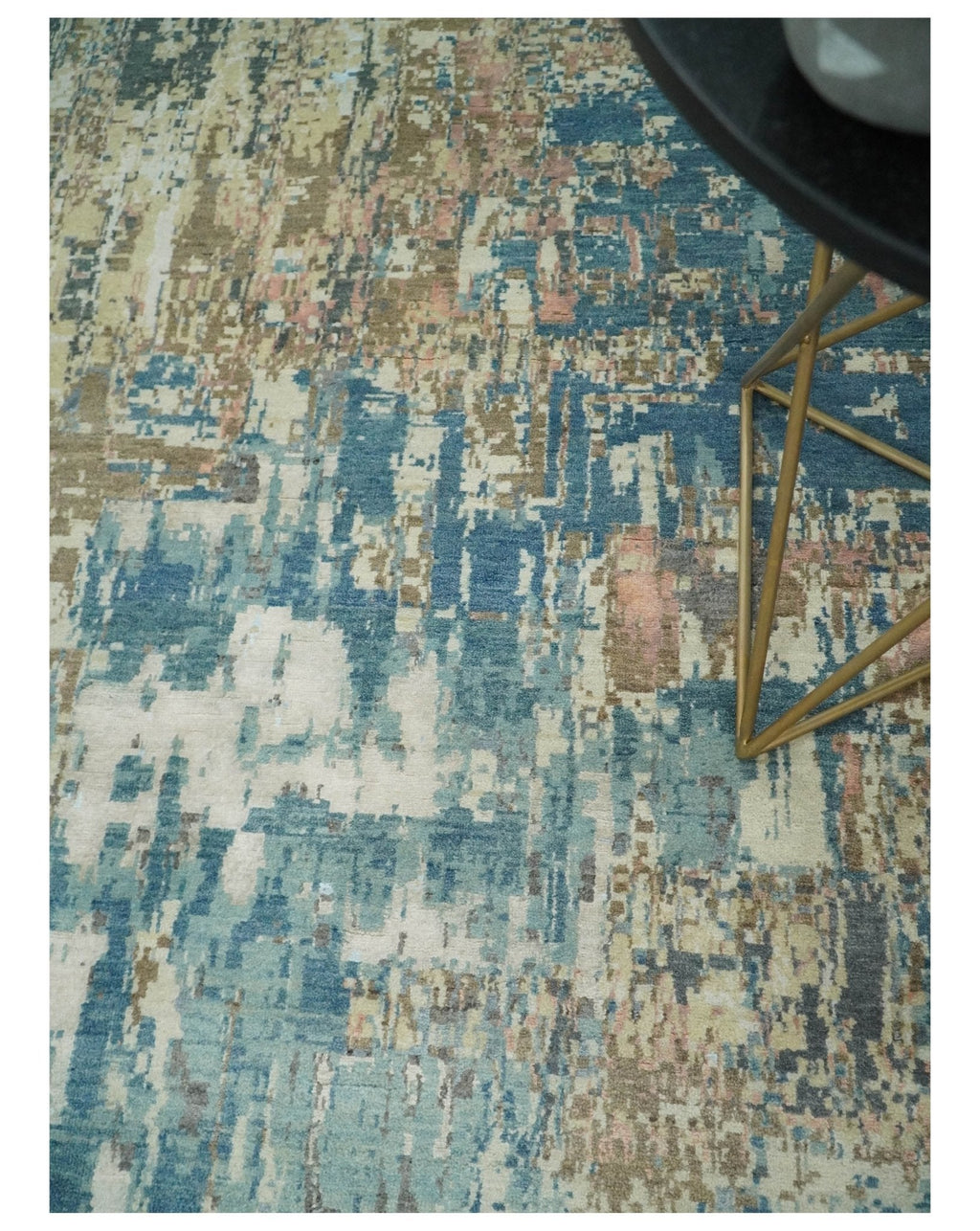 9x12 Fine Hand Knotted Brown Multicolor Modern Abstract Wool Area Rug