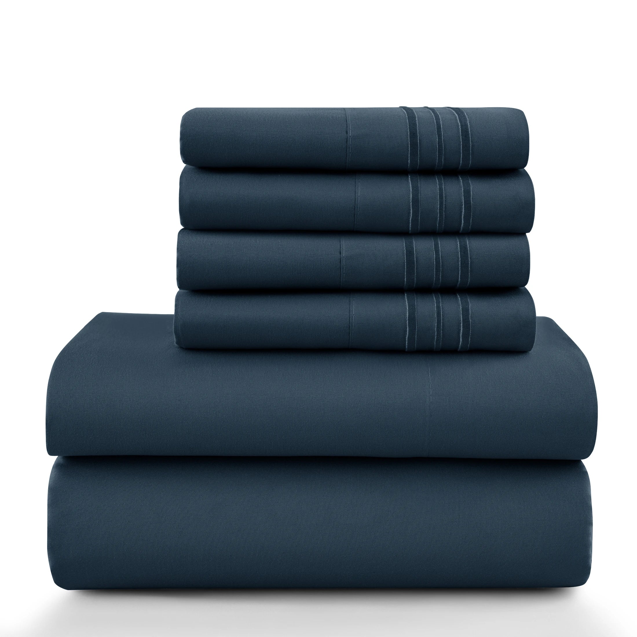 6Pc Brushed Microfiber Solid Sheet Set