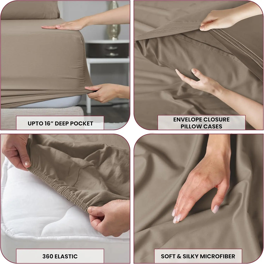 6Pc Brushed Microfiber Solid Sheet Set