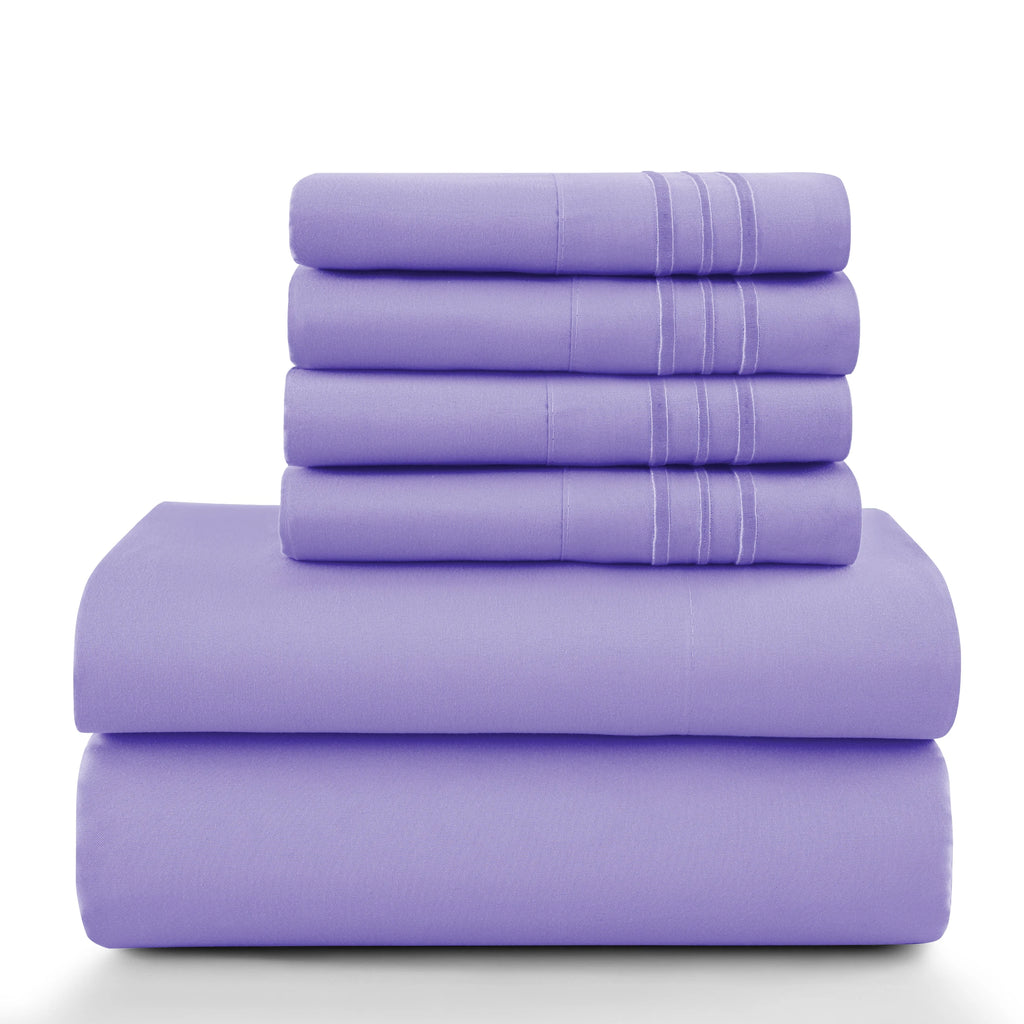 6Pc Brushed Microfiber Solid Sheet Set
