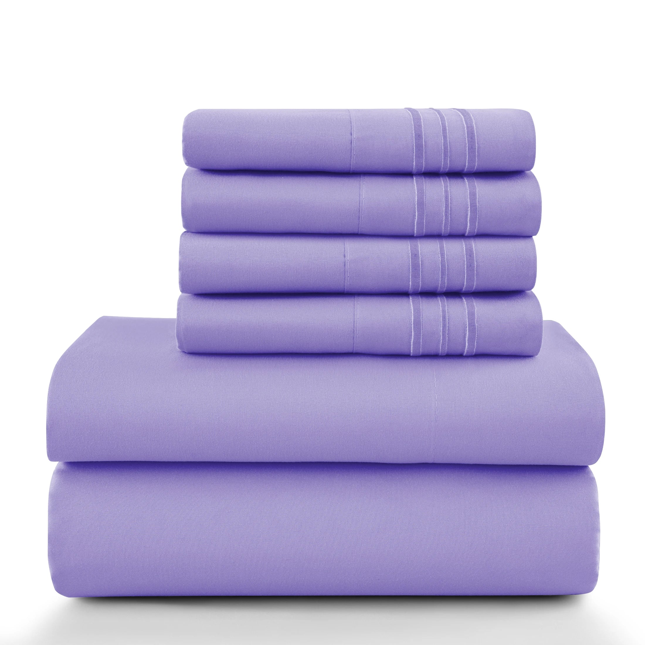 6Pc Brushed Microfiber Solid Sheet Set
