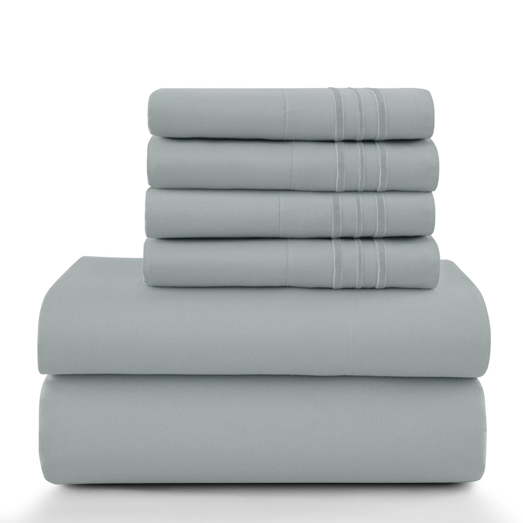 6Pc Brushed Microfiber Solid Sheet Set