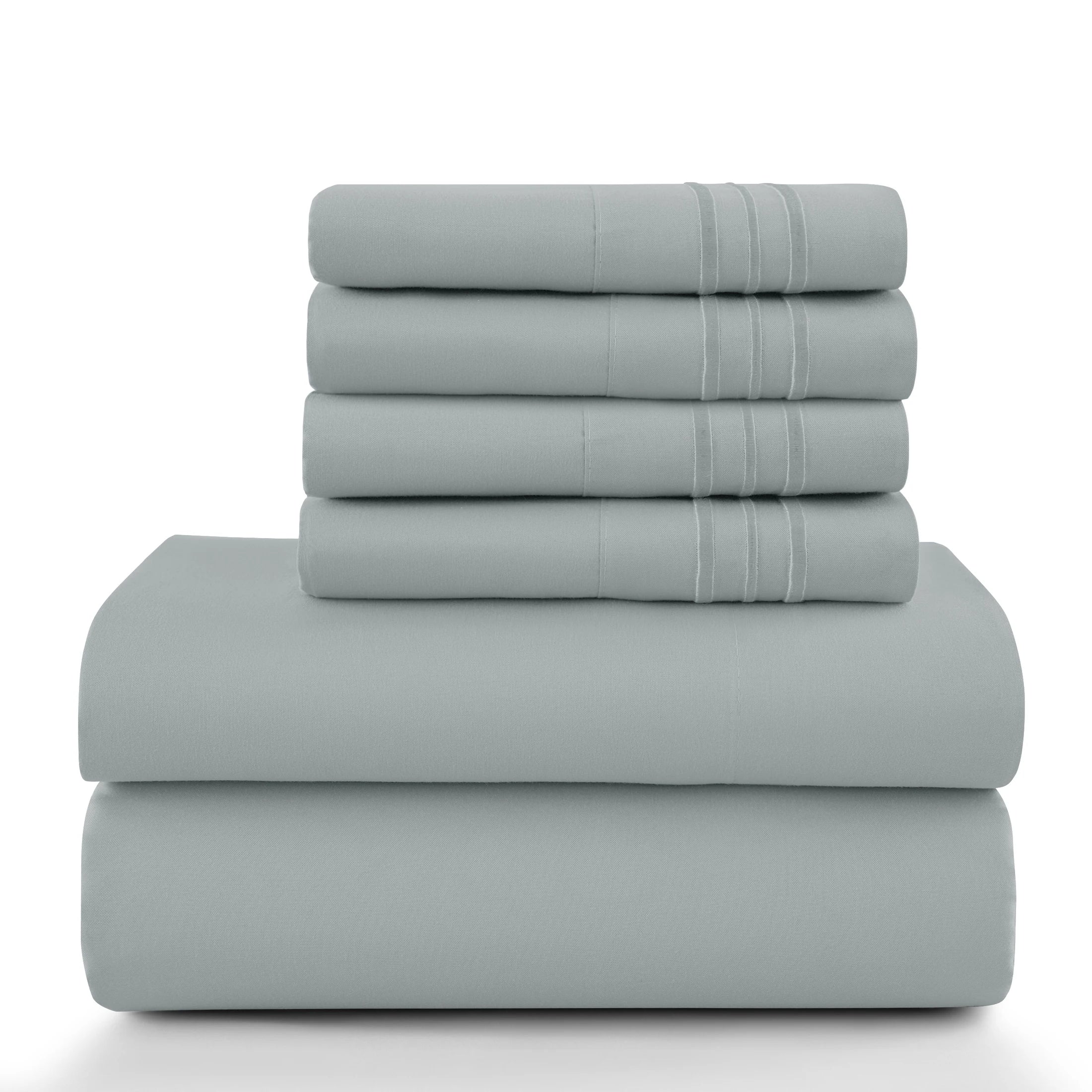 6Pc Brushed Microfiber Solid Sheet Set