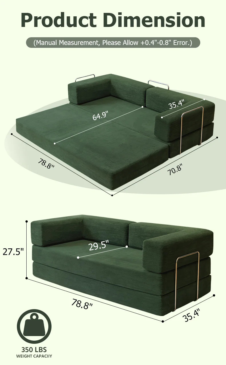 Queen Size Futon Sofa Bed 79" Convertible Couch