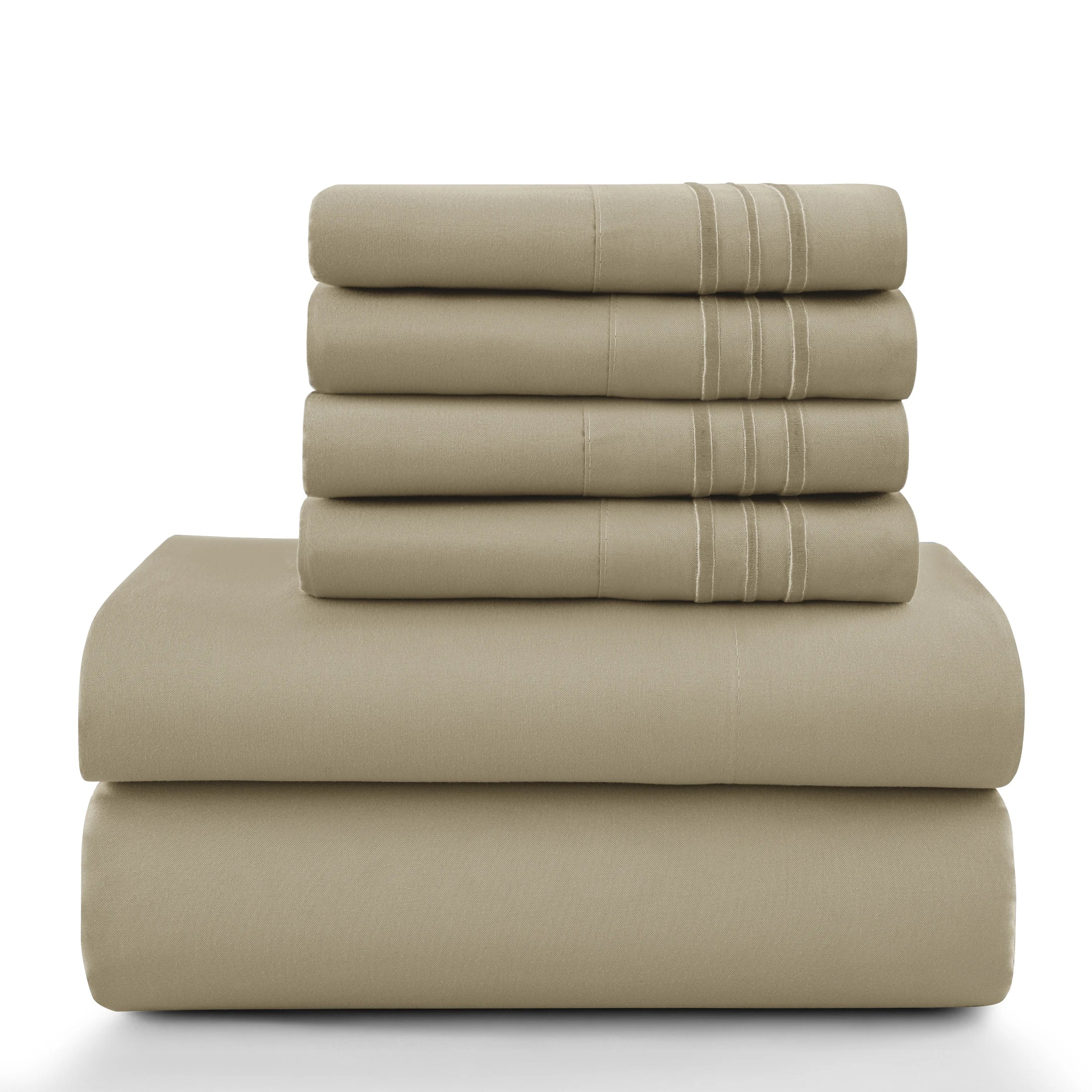 6Pc Brushed Microfiber Solid Sheet Set