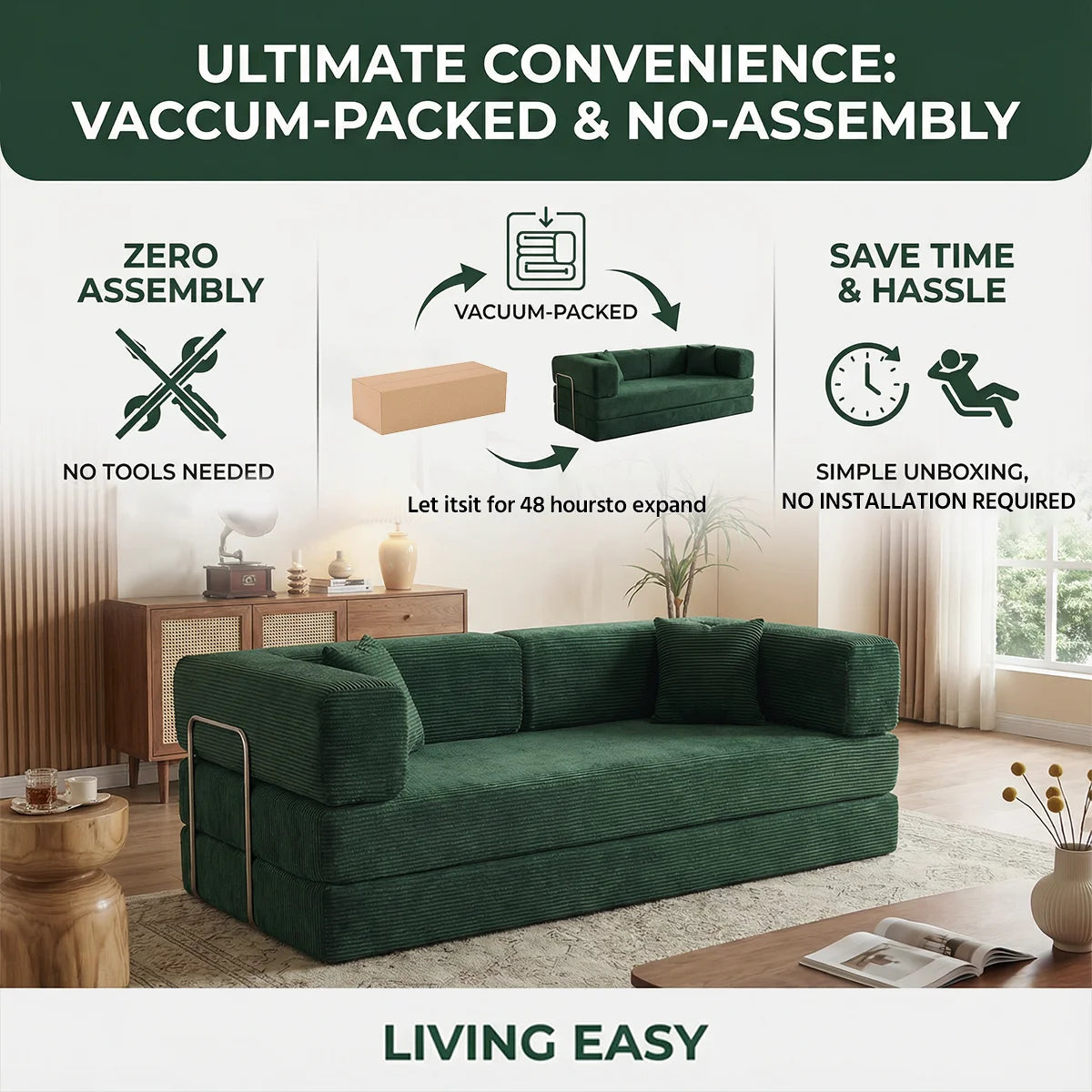 Queen Size Futon Sofa Bed 79" Convertible Couch