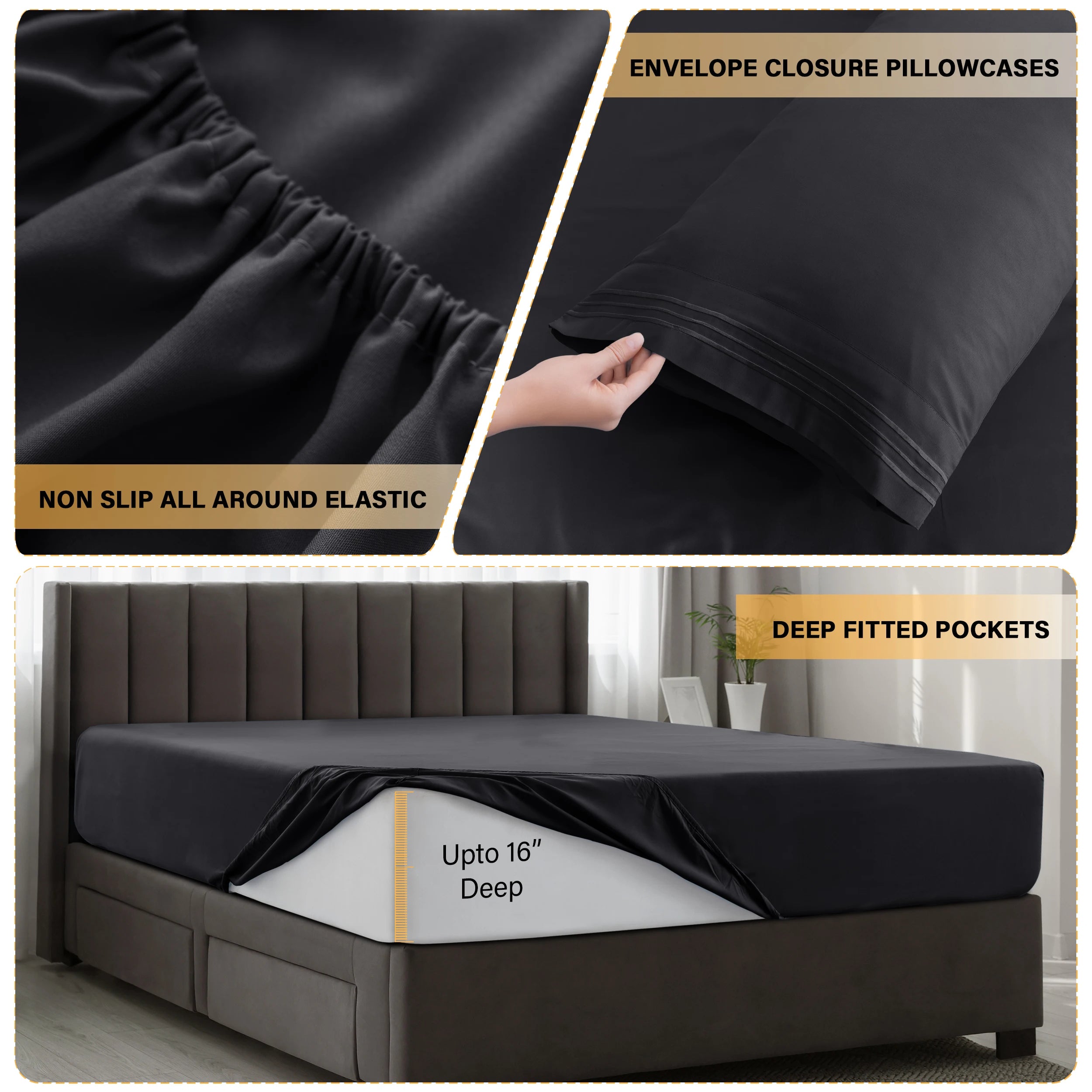 6Pc Brushed Microfiber Solid Sheet Set