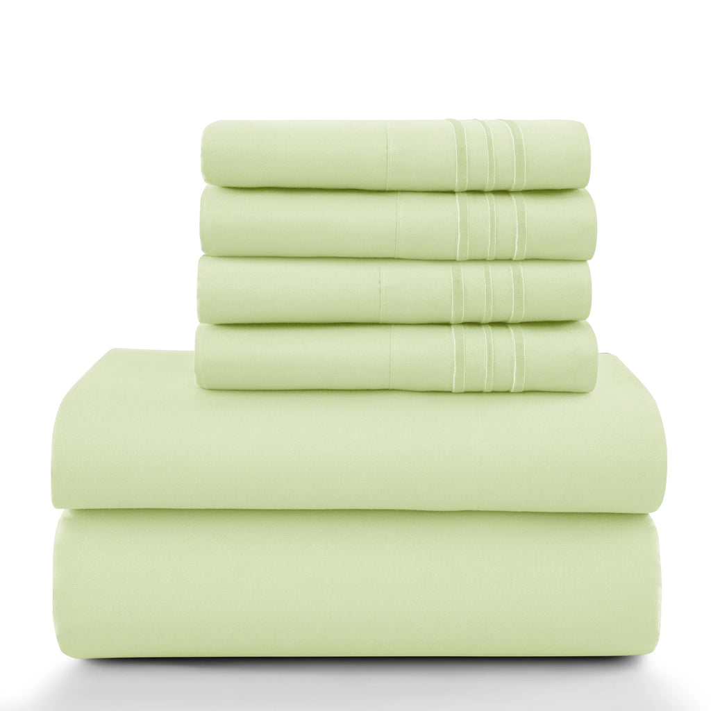 6Pc Brushed Microfiber Solid Sheet Set