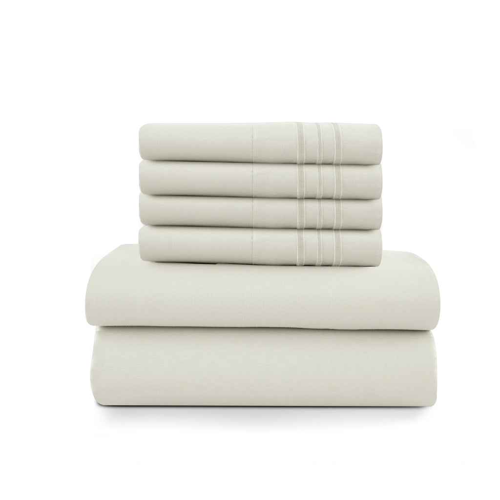 6Pc Brushed Microfiber Solid Sheet Set