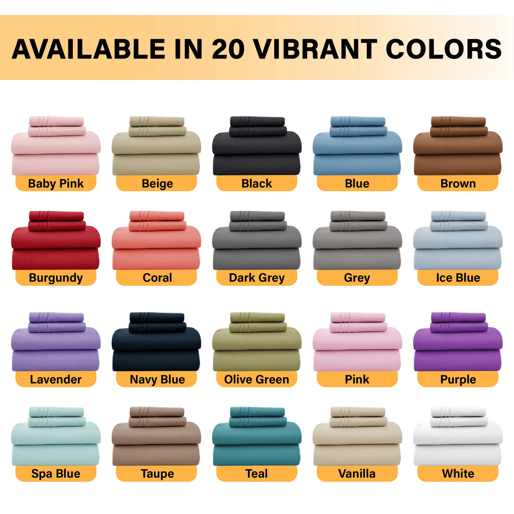 6Pc Brushed Microfiber Solid Sheet Set