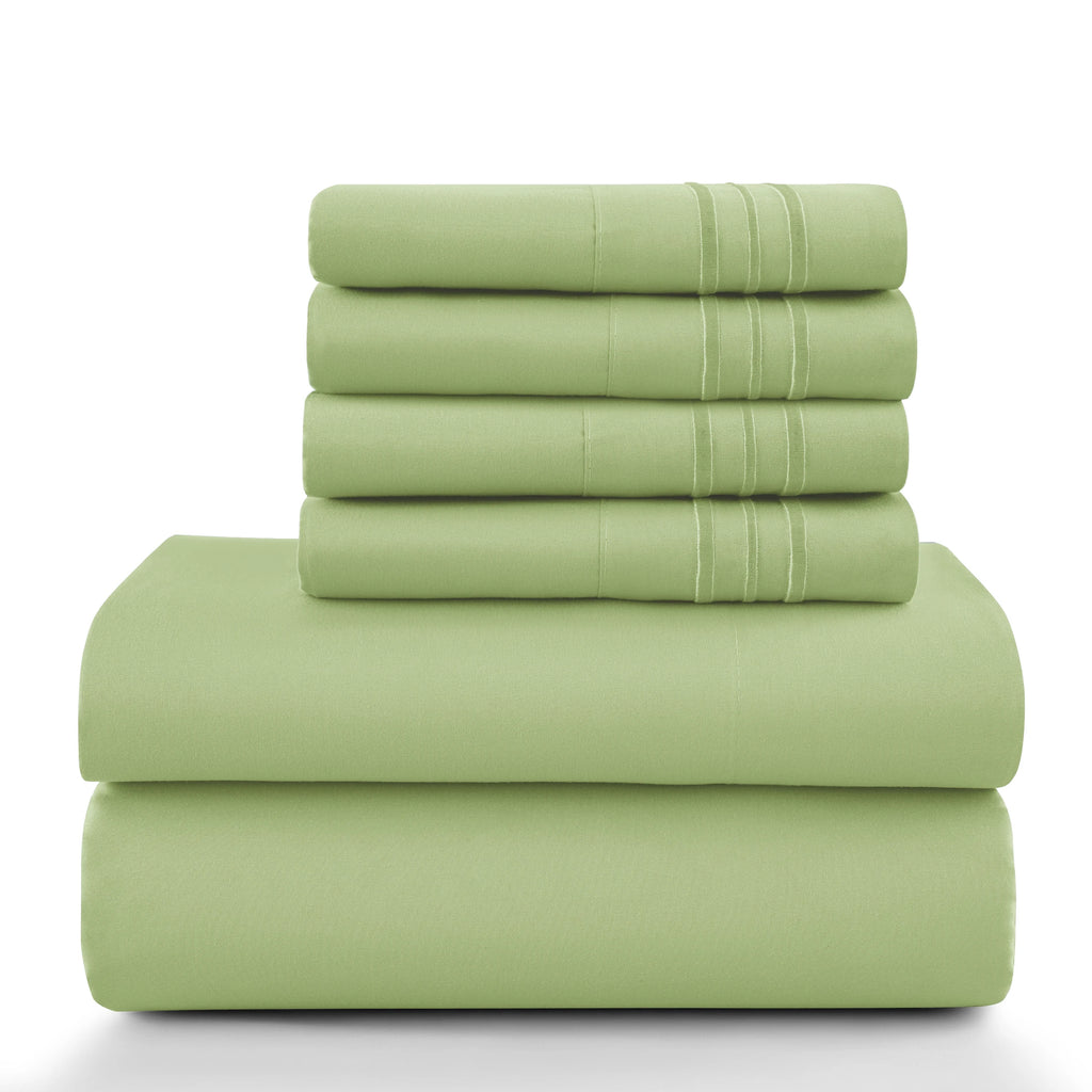 6Pc Brushed Microfiber Solid Sheet Set