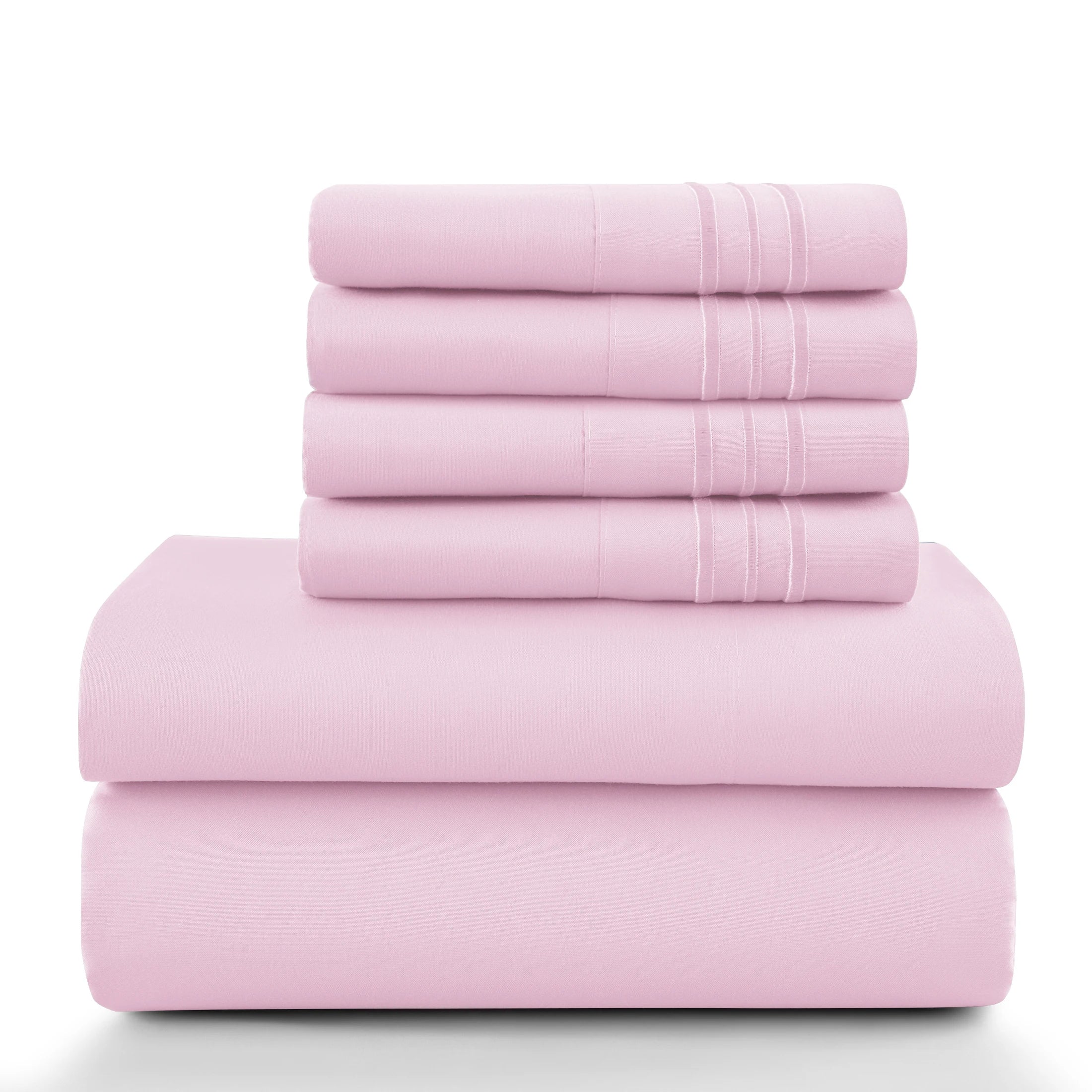 6Pc Brushed Microfiber Solid Sheet Set
