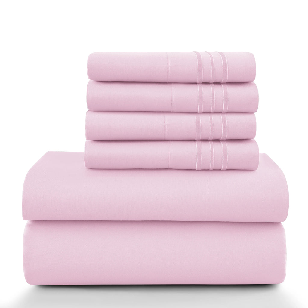 6Pc Brushed Microfiber Solid Sheet Set