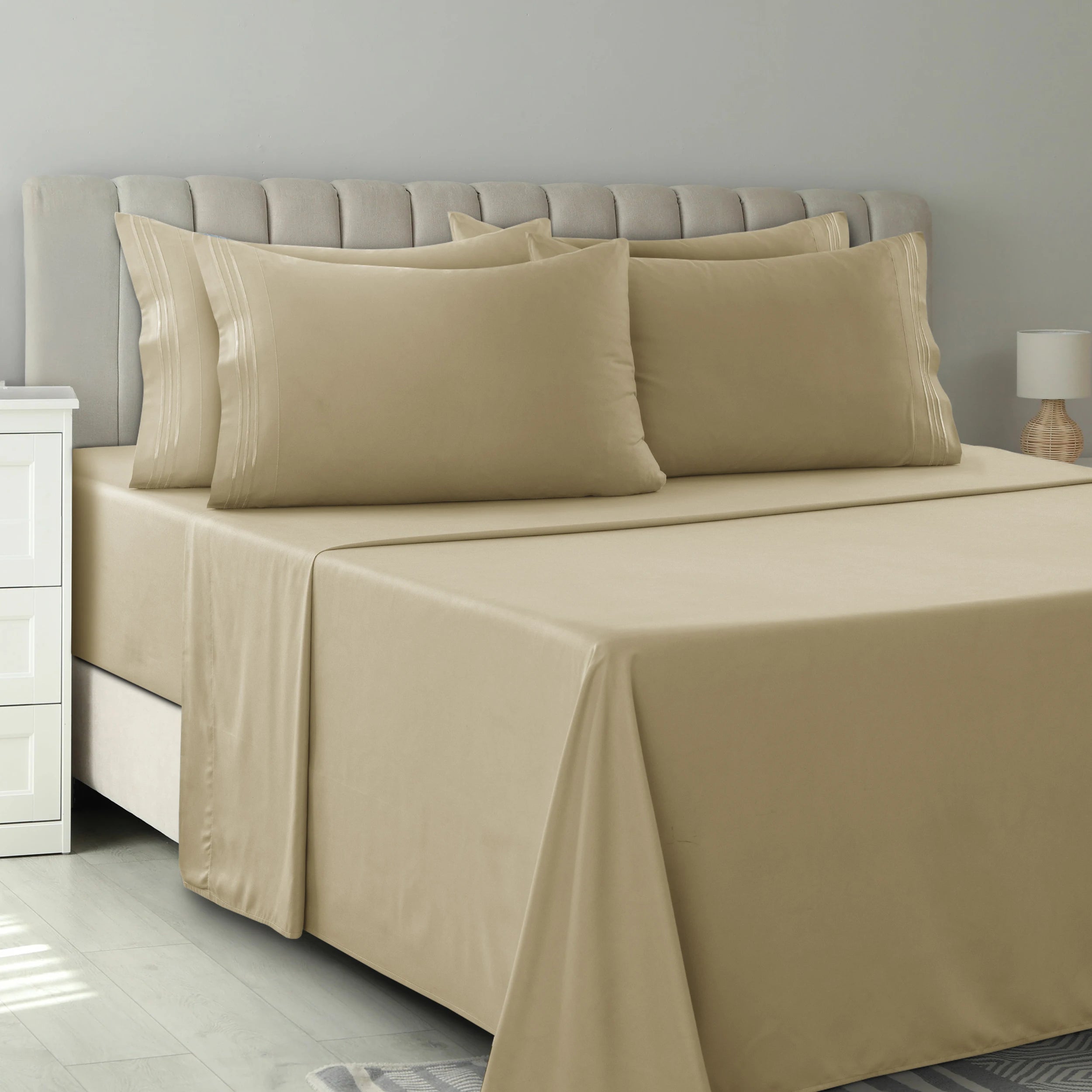6Pc Brushed Microfiber Solid Sheet Set