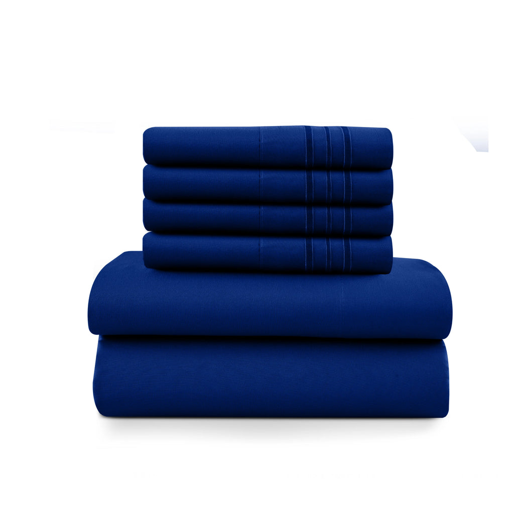 6Pc Brushed Microfiber Solid Sheet Set