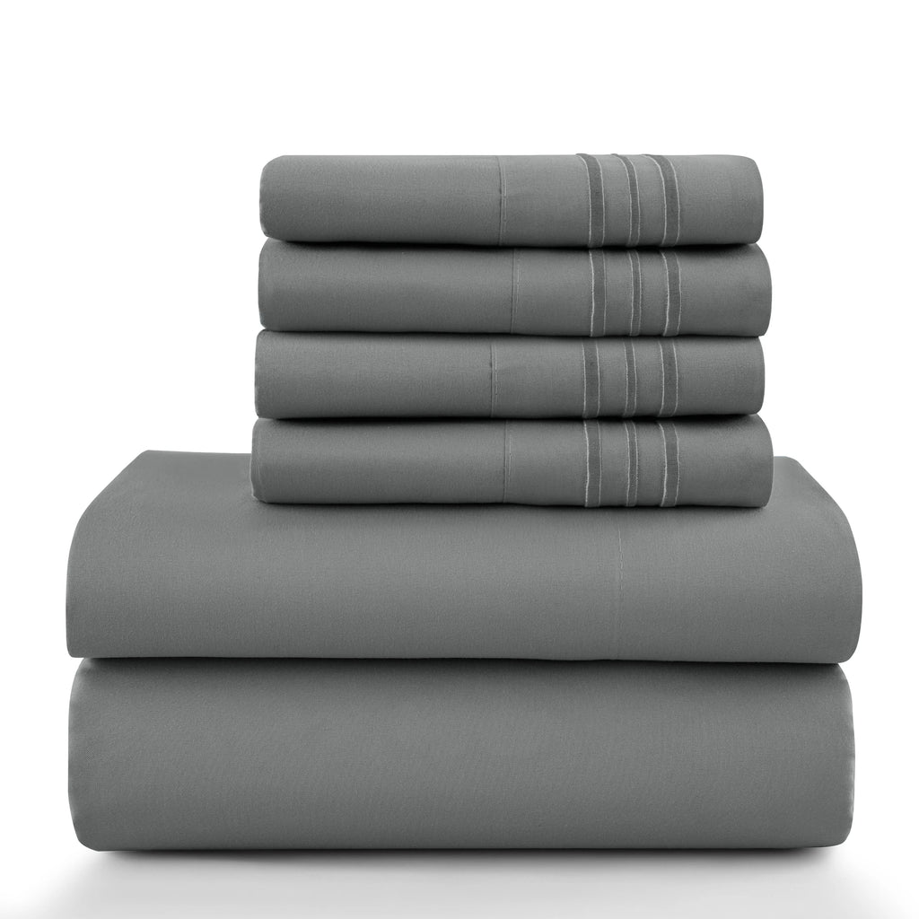 6Pc Brushed Microfiber Solid Sheet Set