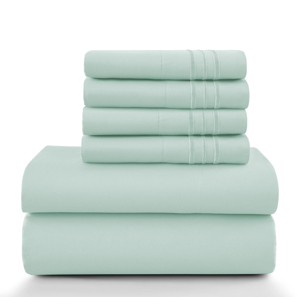 6Pc Brushed Microfiber Solid Sheet Set