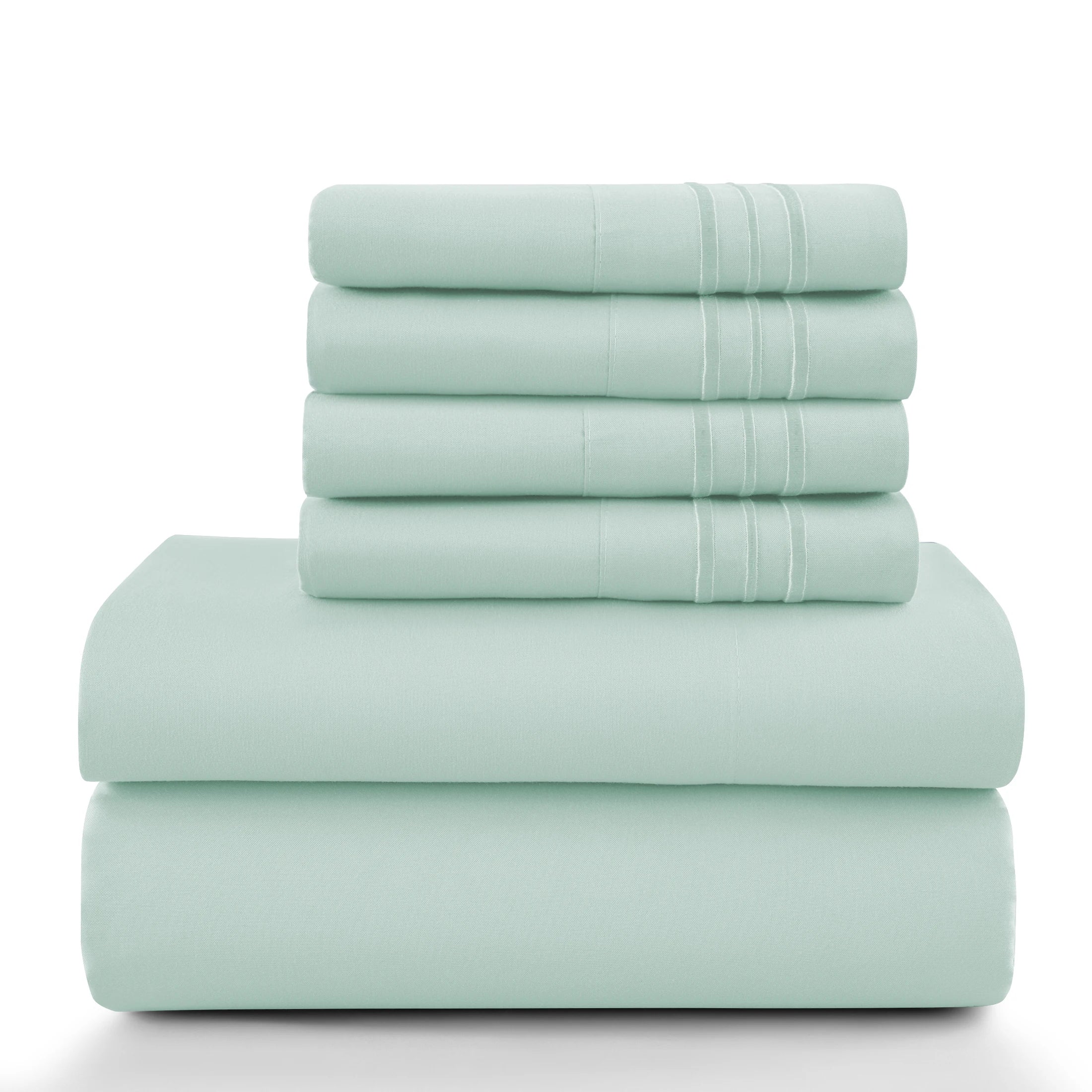 6Pc Brushed Microfiber Solid Sheet Set