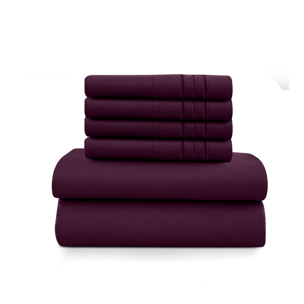 6Pc Brushed Microfiber Solid Sheet Set