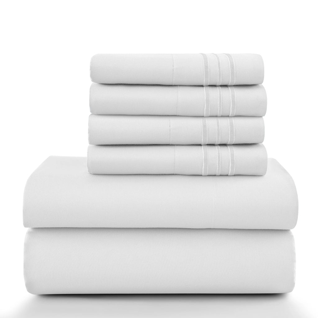 6Pc Brushed Microfiber Solid Sheet Set