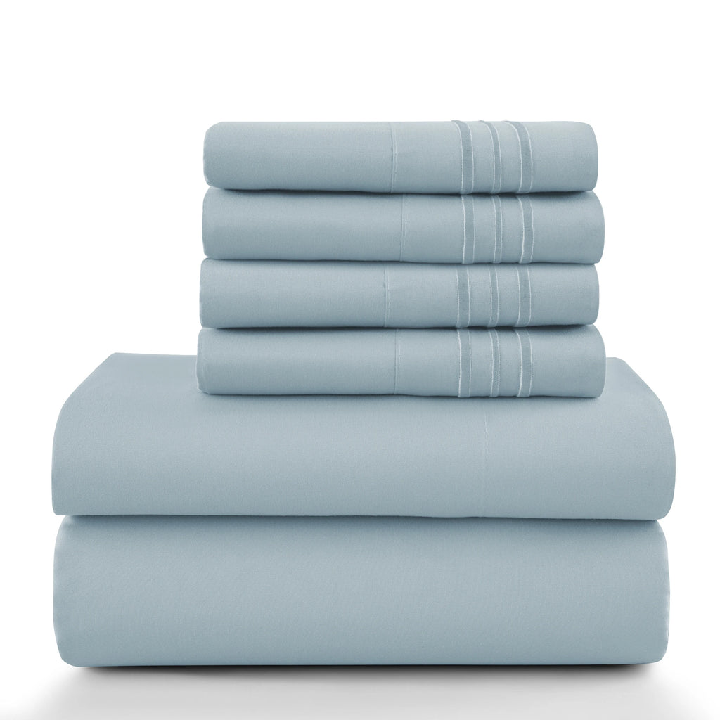 6Pc Brushed Microfiber Solid Sheet Set
