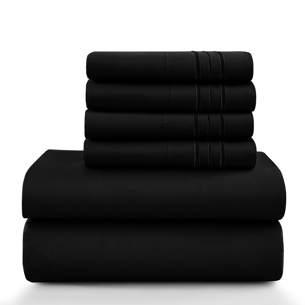 6Pc Brushed Microfiber Solid Sheet Set