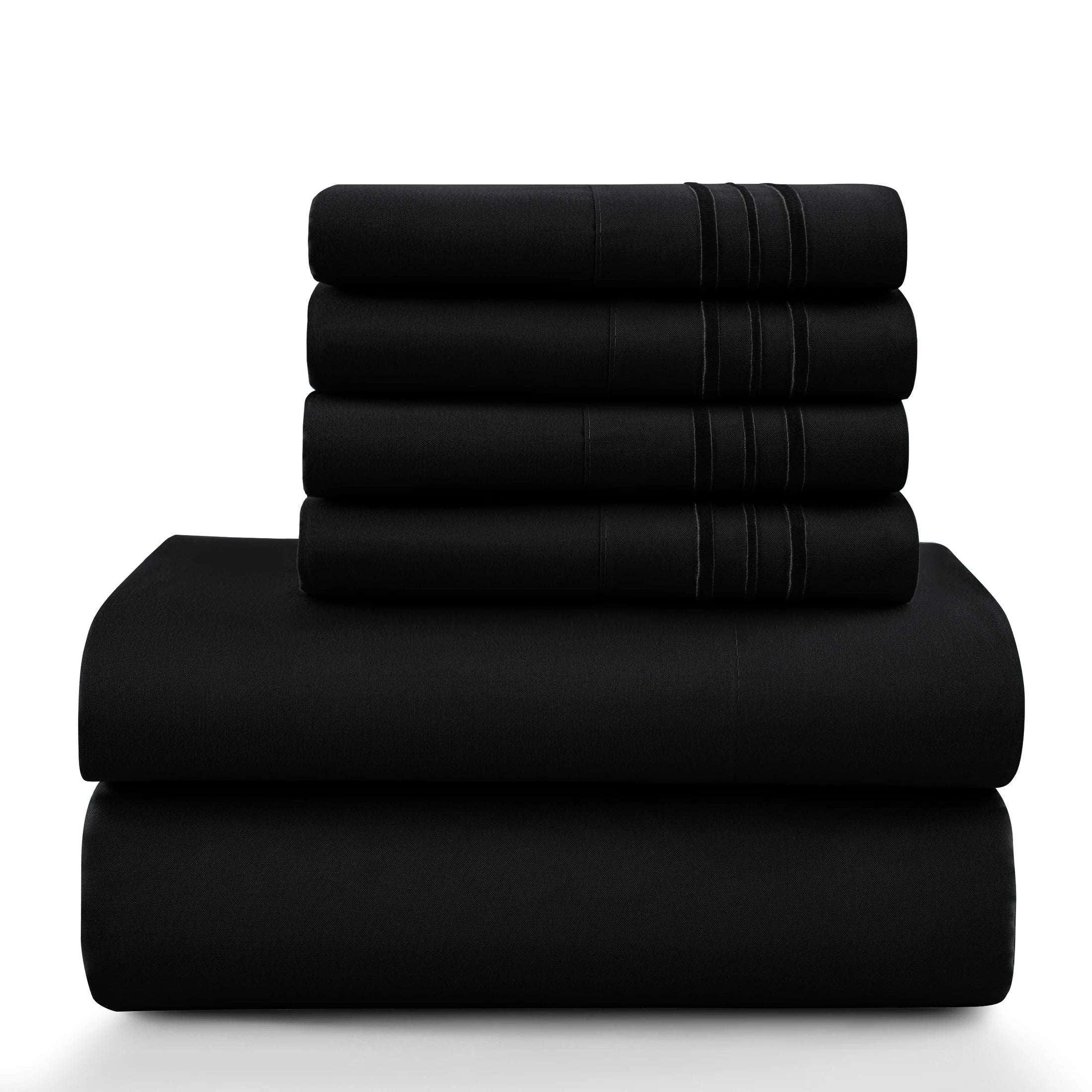 6Pc Brushed Microfiber Solid Sheet Set