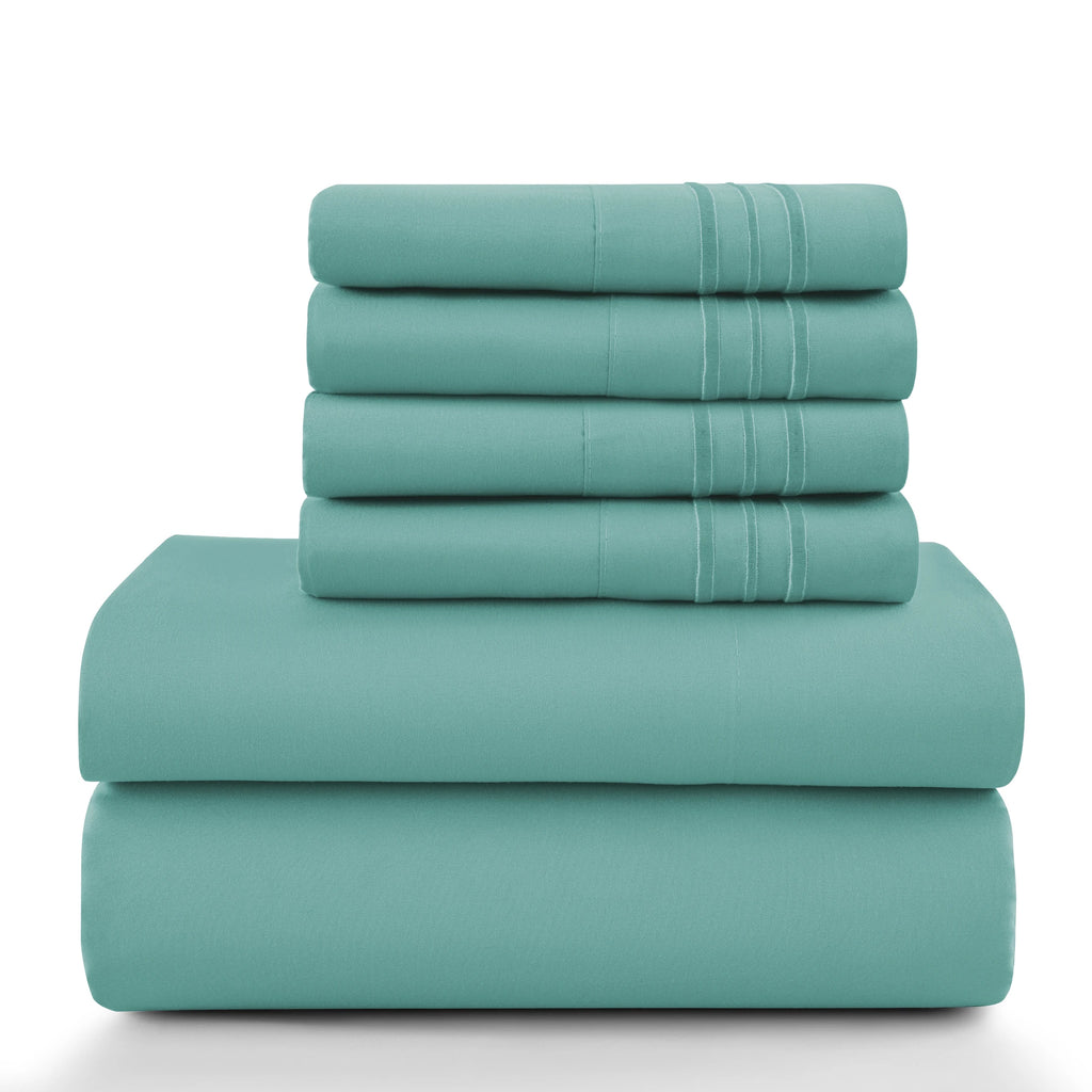 6Pc Brushed Microfiber Solid Sheet Set