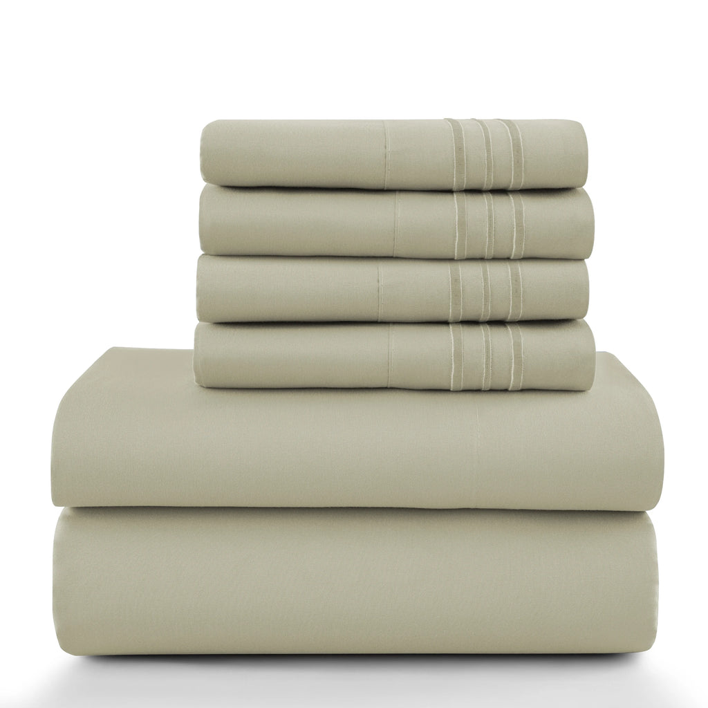 6Pc Brushed Microfiber Solid Sheet Set