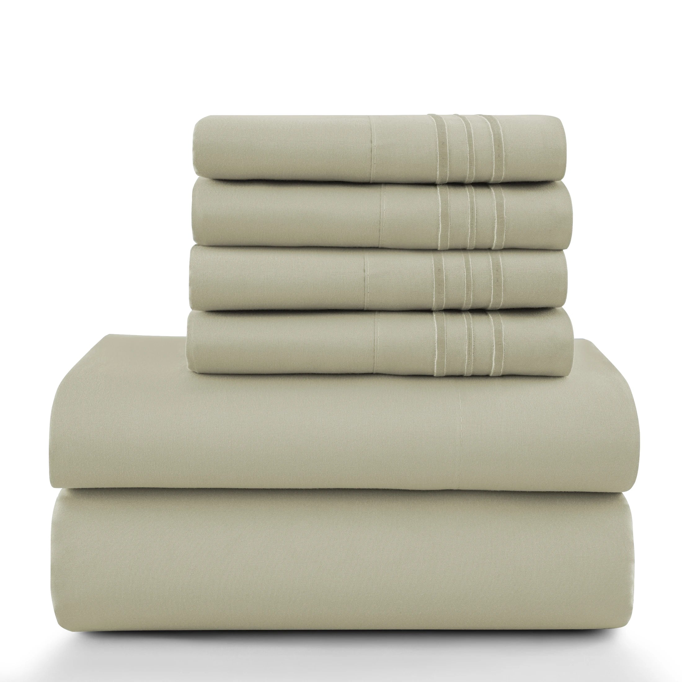 6Pc Brushed Microfiber Solid Sheet Set
