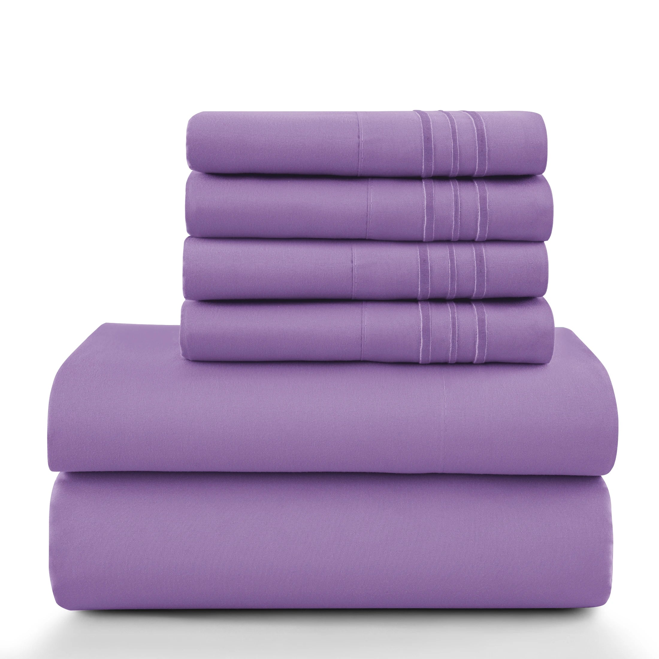6Pc Brushed Microfiber Solid Sheet Set