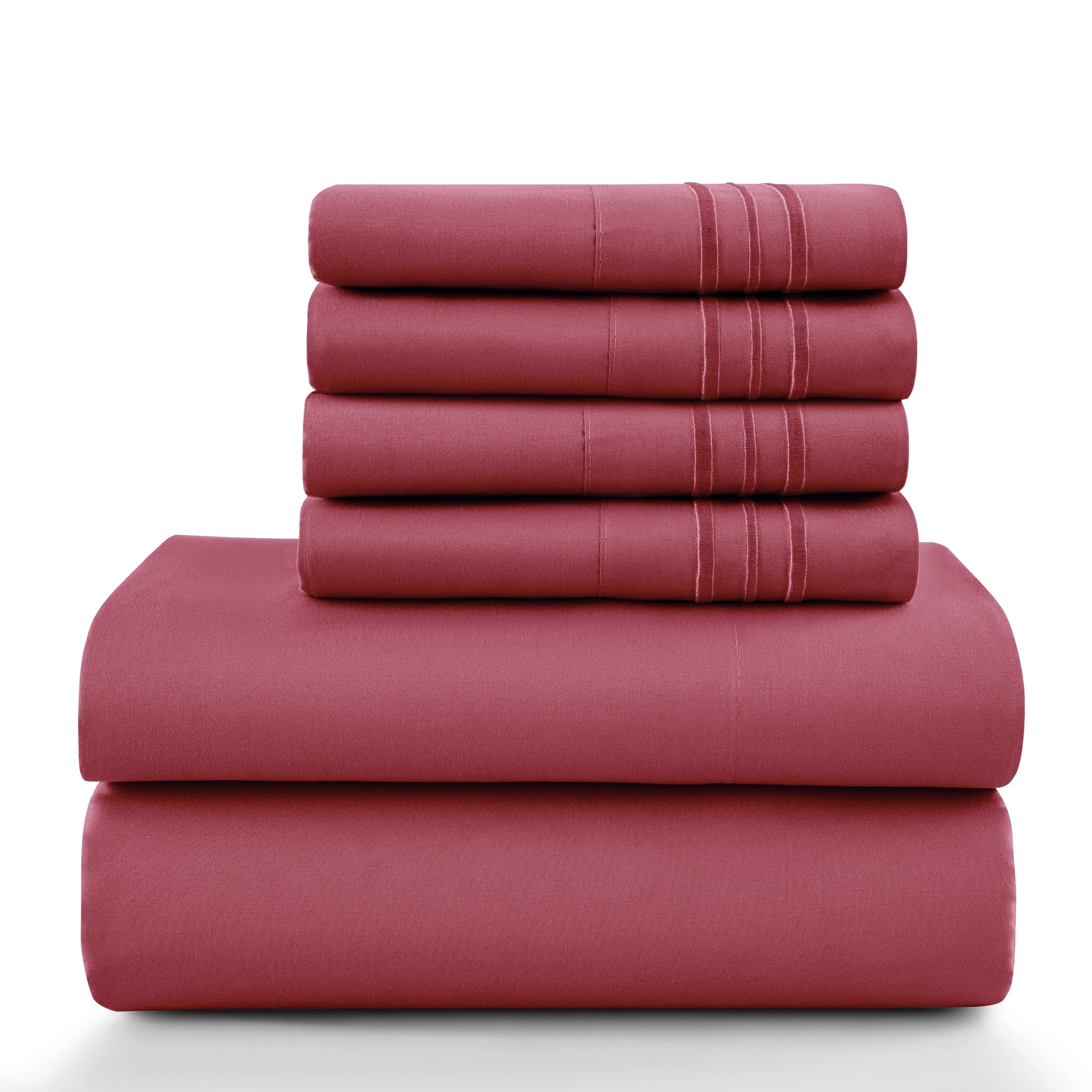 6Pc Brushed Microfiber Solid Sheet Set
