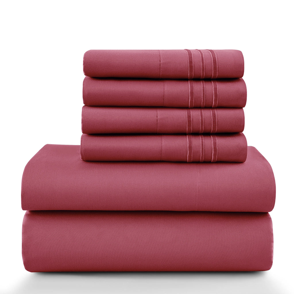 6Pc Brushed Microfiber Solid Sheet Set