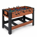 2-in-1 Full Size Foosball and Pool Combo Table with Legs-Black & Brown