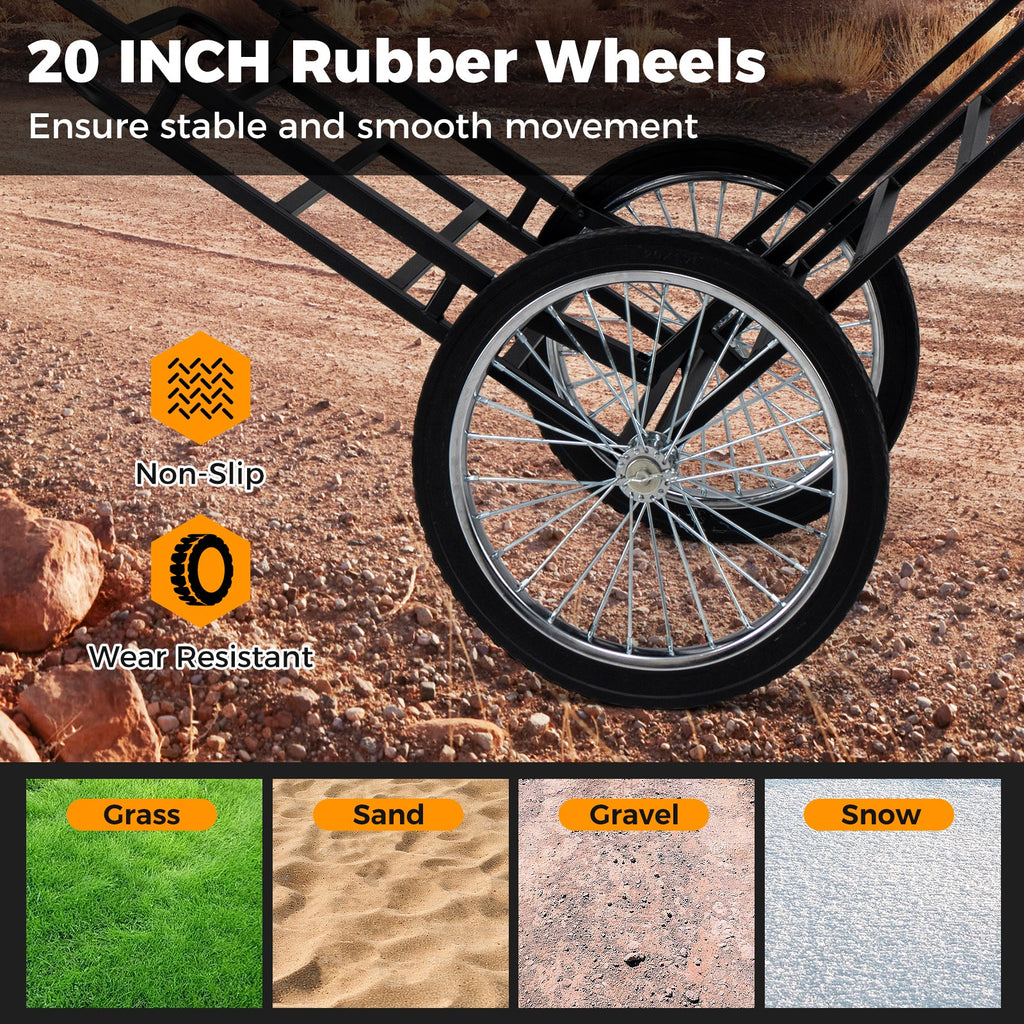 Double-Layer Deer Cart with 20 Inch Rubber Wheels