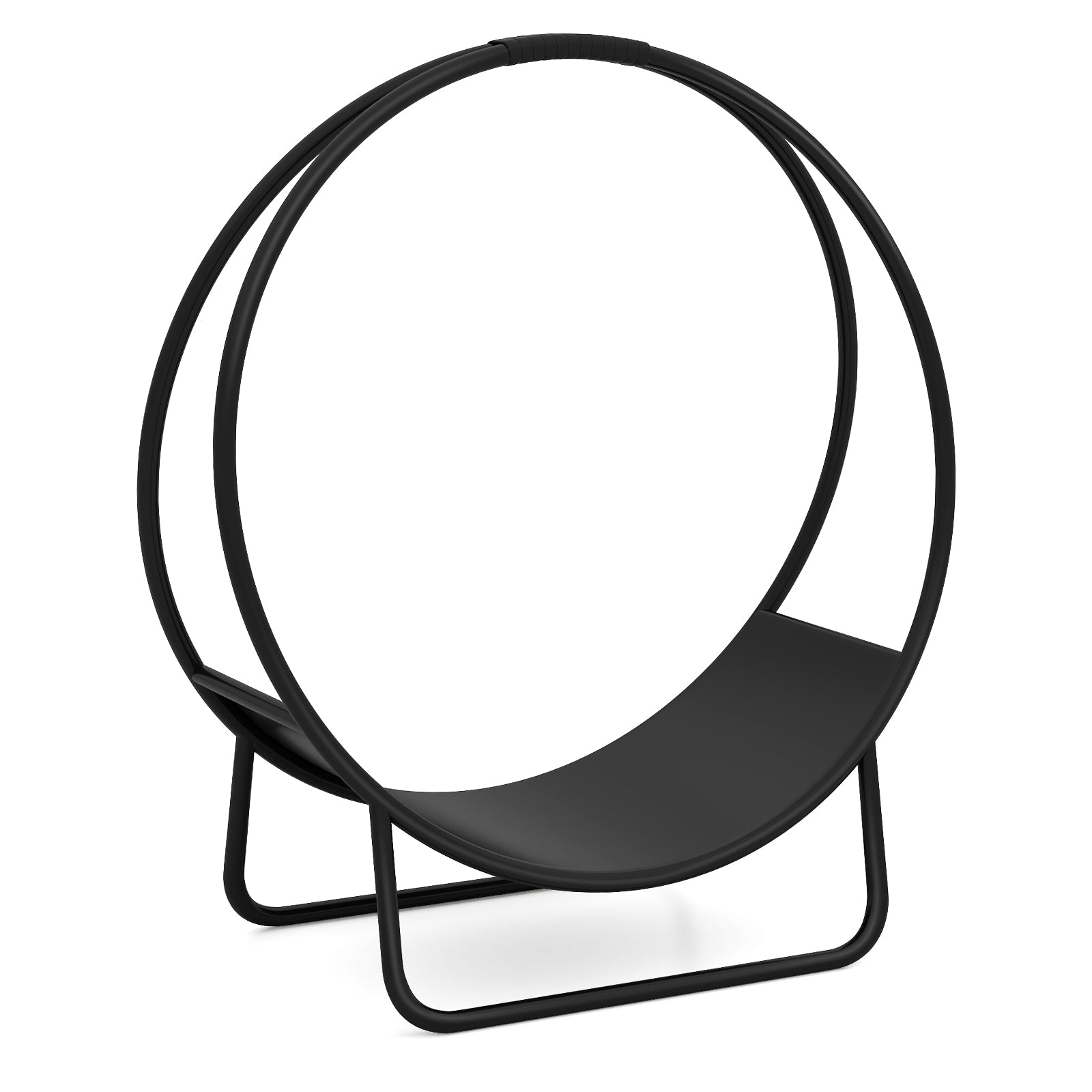 Firewood Log Hoop 20 Inch Round Heavy-duty Metal Curved Log Rack with Stand