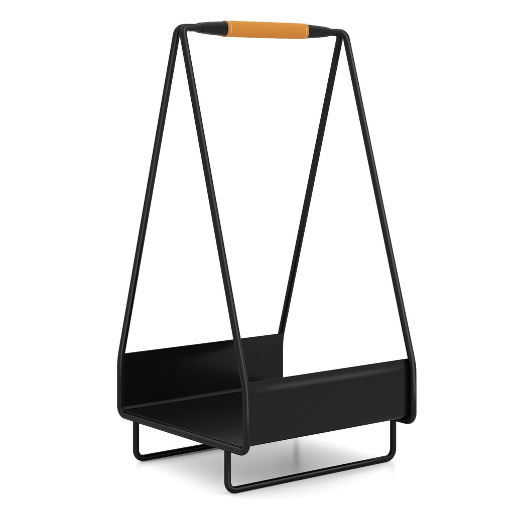 Firewood Storage Rack Heavy-duty Metal Log Holder with Handle and Square Rack