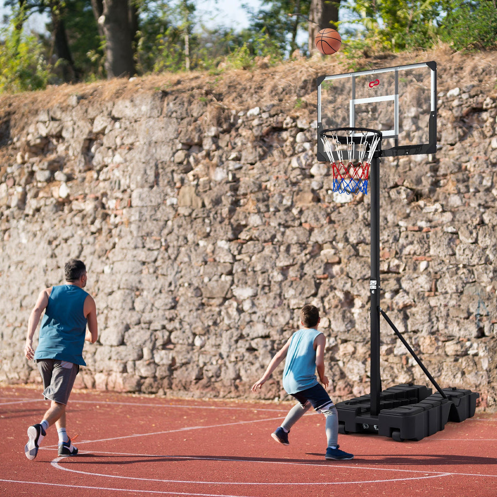 Foldable Basketball Hoop 7.54-10 ft Stepless Adjustable with PC Backboard