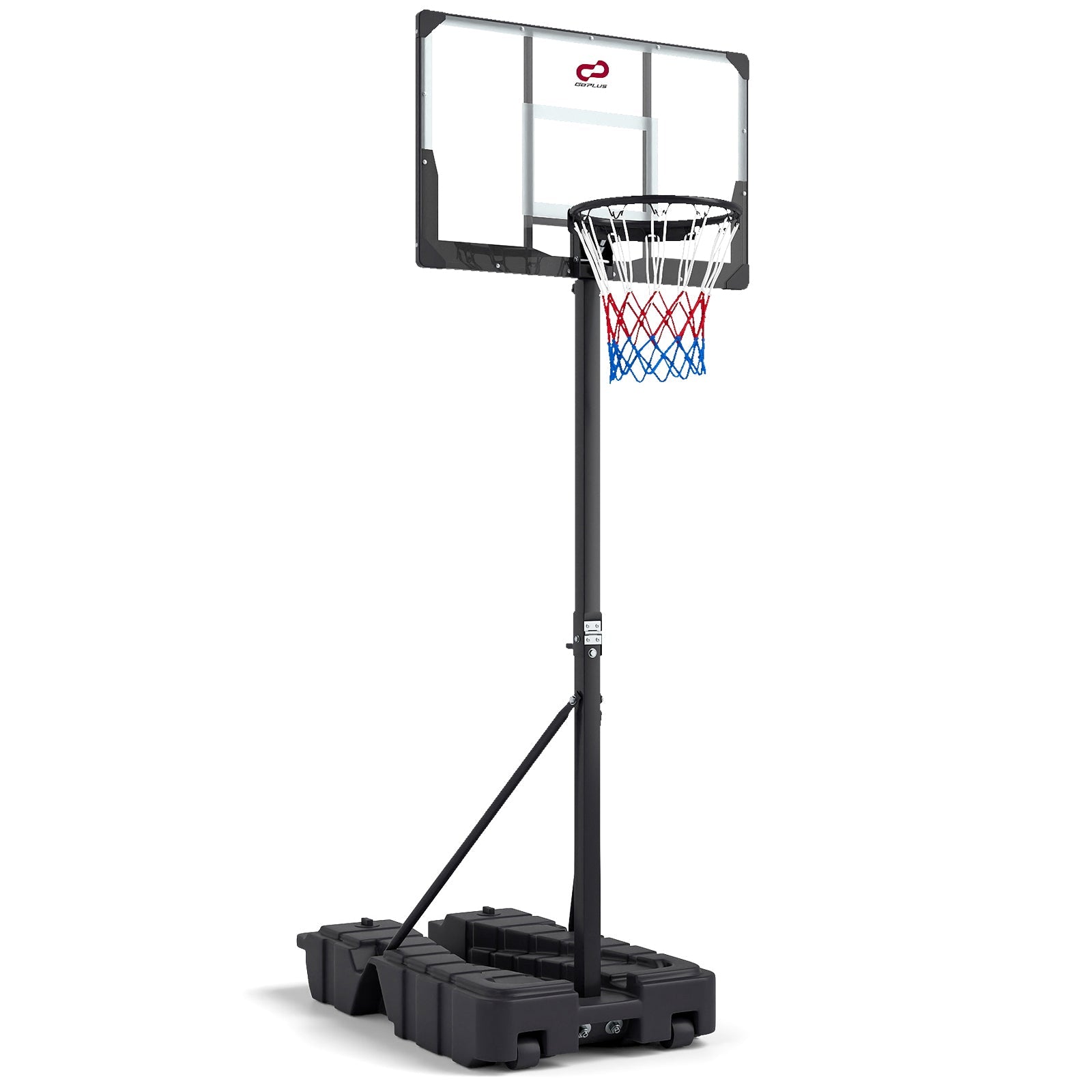 Foldable Basketball Hoop 7.54-10 ft Stepless Adjustable with PC Backboard