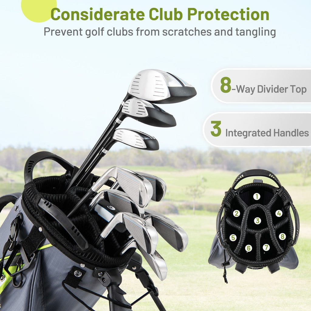 Golf Stand Bag Lightweight Golf Bag with 8 Way Top Dividers and 5 Zippered Pockets