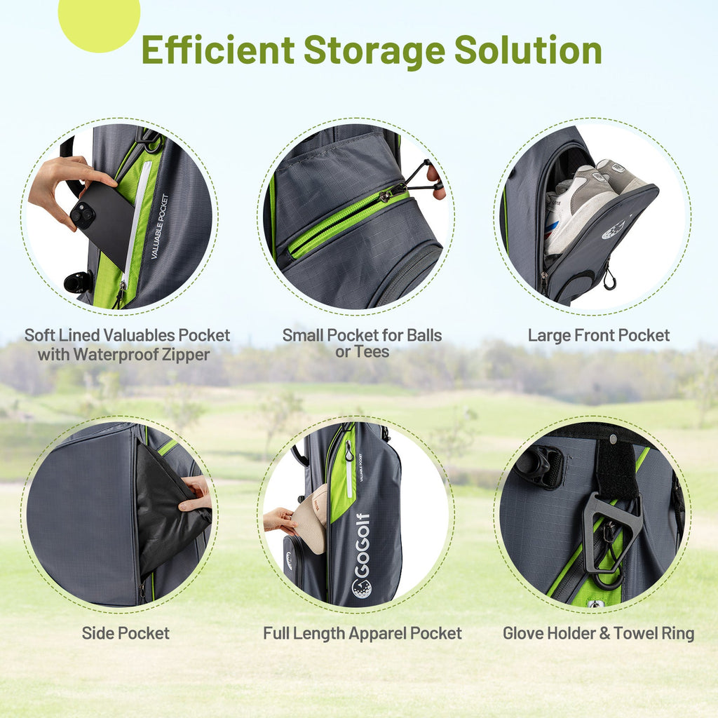 Golf Stand Bag Lightweight Golf Bag with 8 Way Top Dividers and 5 Zippered Pockets
